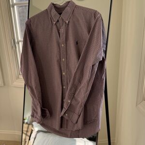 Ralph Lauren Men's Burgundy Checkered Shirt